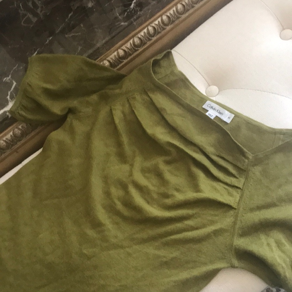Calvin Klein Olive Green Short Sleeve Women's Top